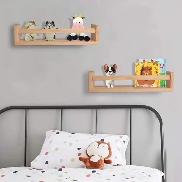 Étagères murales flottantes en bois naturel – Rangement mural de style rustique classique pour salle de bain