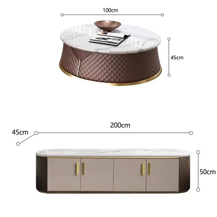 Table basse rectangulaire en marbre et acier inoxydable