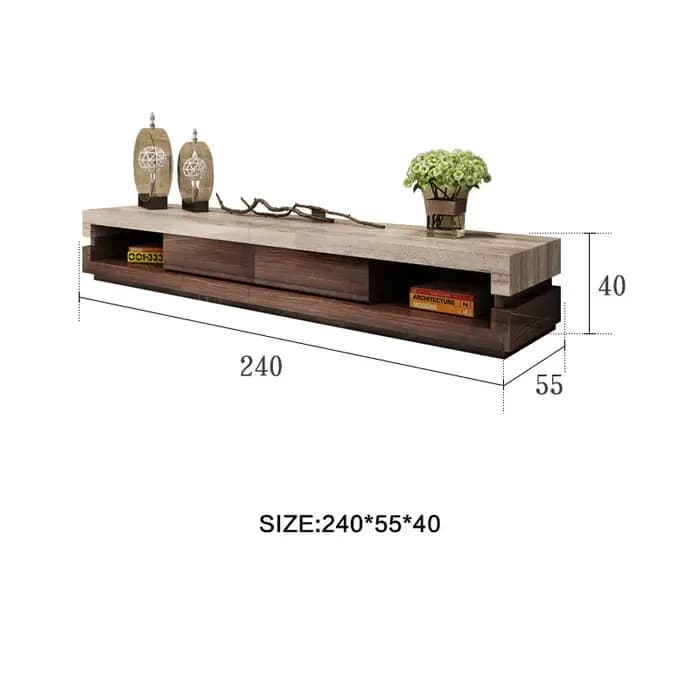Meuble TV Mural en Marbre et Pierre Naturelle, Meuble Moderne et Minimaliste pour Salle Combinée, Ta