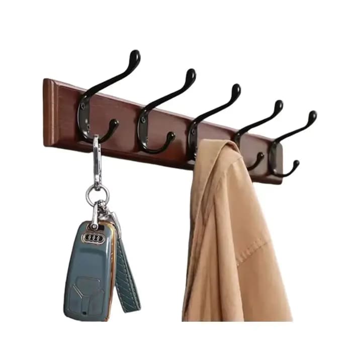 Porte-manteau mural en bois massif avec crochets, cintre pour chapeaux et vêtements, organisateur de