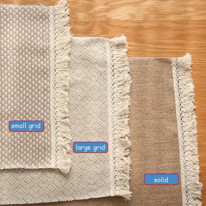 Napperons de table en coton et lin naturel à franges