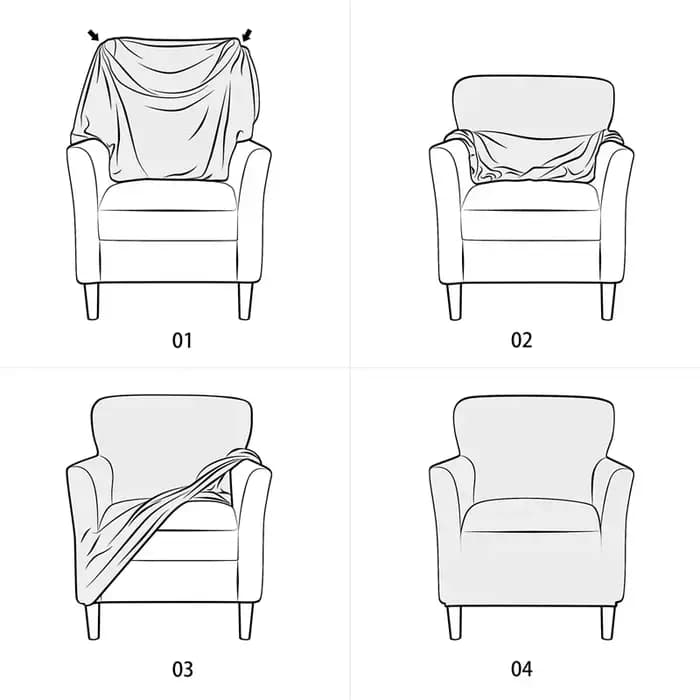 1 Housse de fauteuil florale extensible en Spandex