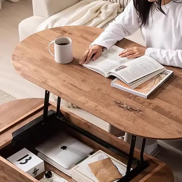 Tables basses rustiques à dessus relevable