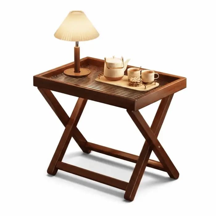 Petite table en bois avec base robuste, table basse pliable, gain de place, installation rapide, tab