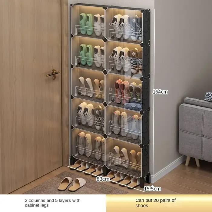 Boîte de rangement multicouche transparente pour chaussures, armoire de salon, étagère de couloir, m