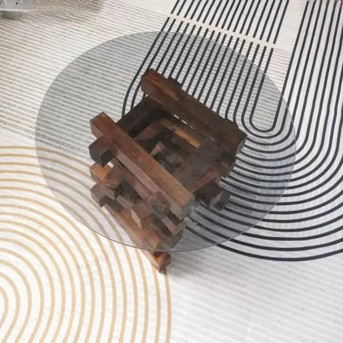 Table Basse minimaliste moderne ronde en verre Glam