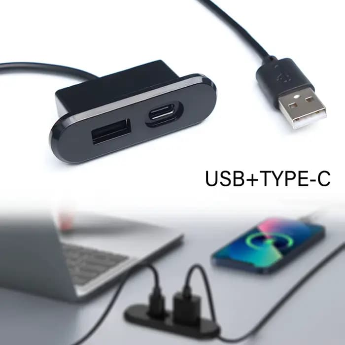 Prises encastrées sur Table 1 USB-A et 1 type-c prise de courant cachée de bureau intégrée avec rall