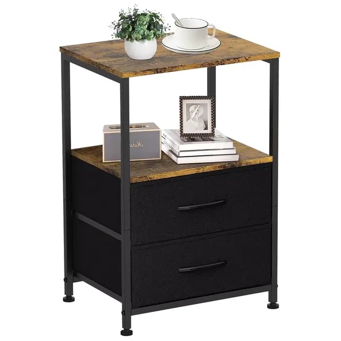 Table de oral et avec 2 Rangements en Tissu, pour Chambre à Coucher, Salon, Dortoir, pour Petits Esp