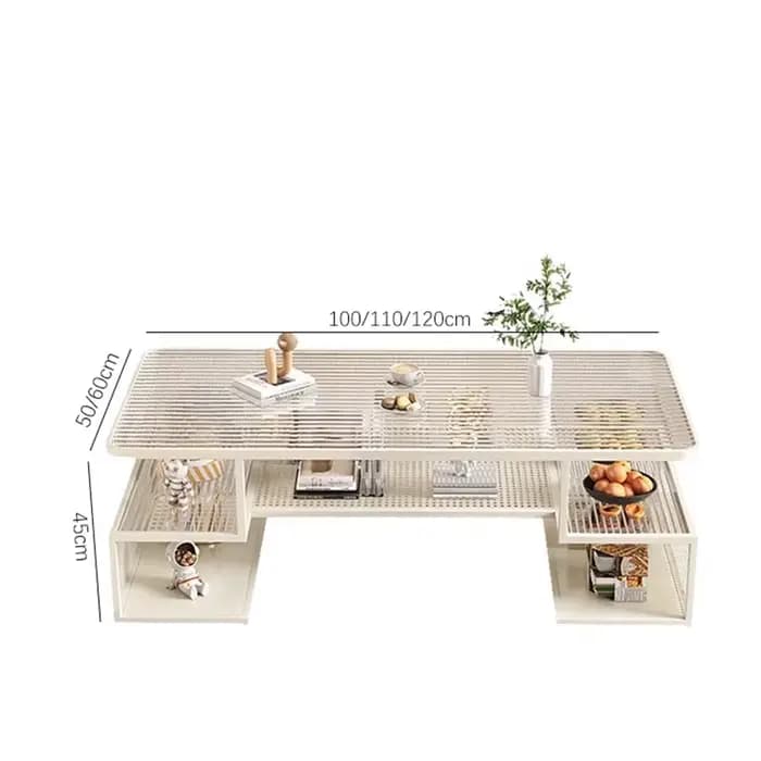Tables basses rectangulaires blanches en verre De luxe