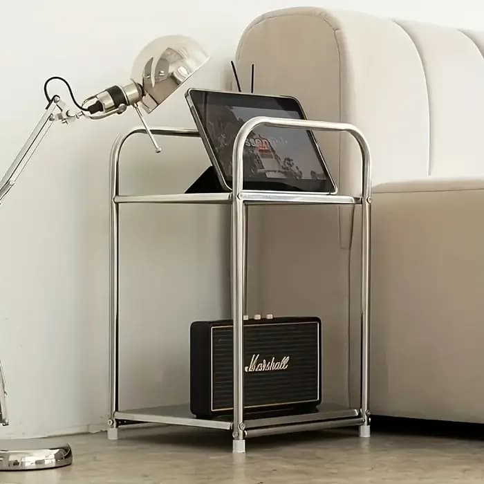 Table d'appoint moderne en acier inoxydable