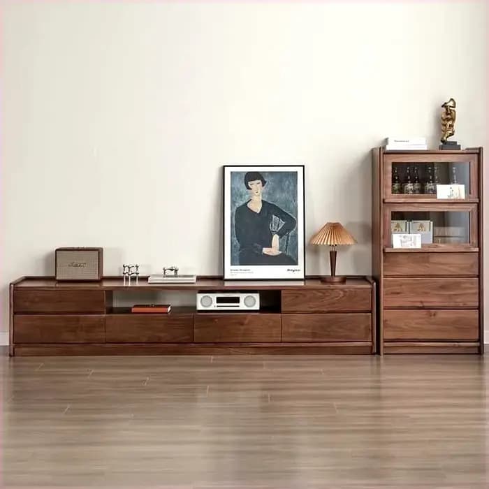 Support marron tiroirs meuble Tv décoration murale rangement concepteur luxe