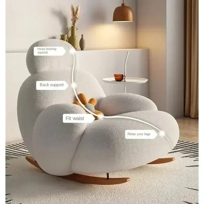Chaise de Salon blanche moelleuse, inclinable au sol ergonomique et moderne, Meuble de Salon, meuble