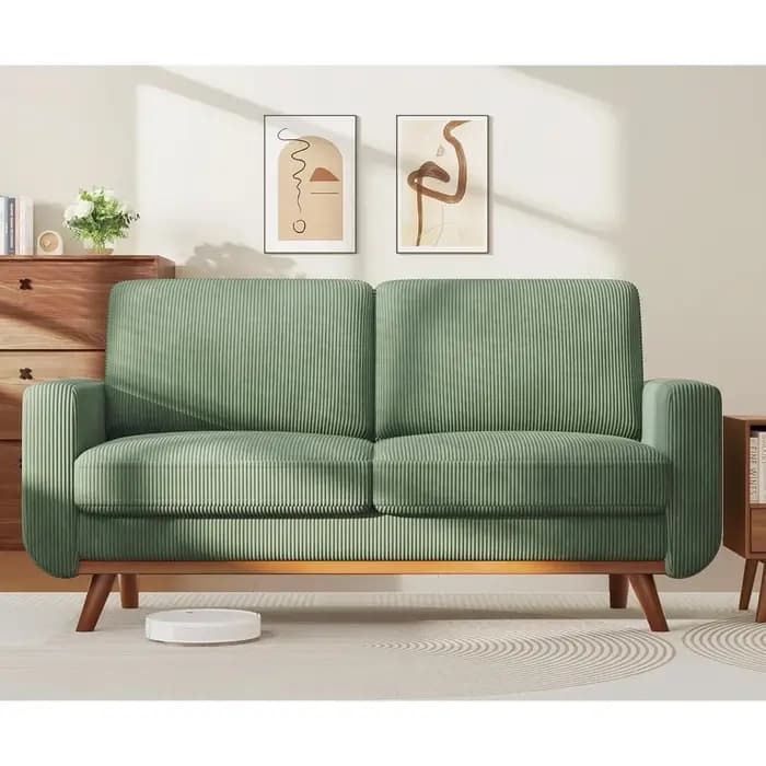 Canapé causeuse Vesgantti 68 – Vert, velours côtelé confortable avec coussin à ressorts, cadre en bo