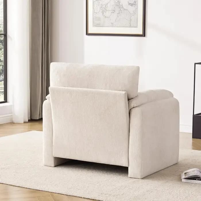 Fauteuil en chenille surdimensionné moderne du milieu du siècle, 38,6 de large, chaise longue élégan