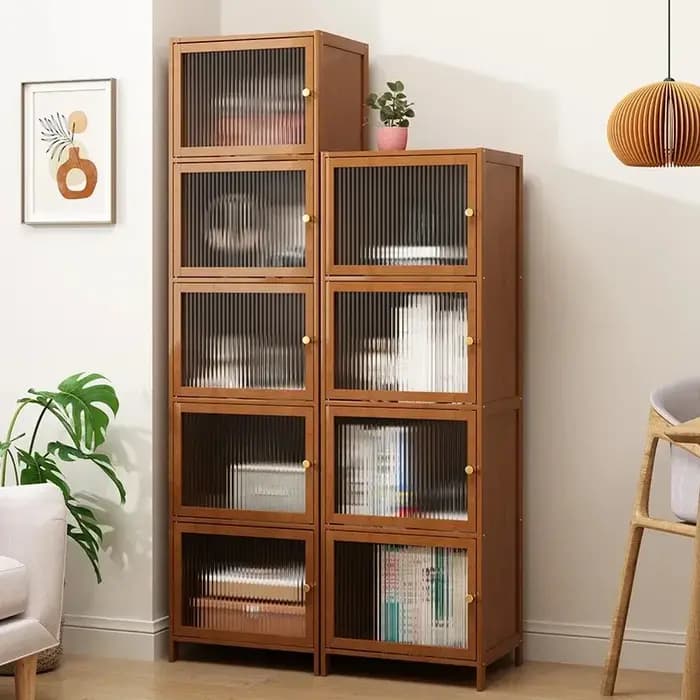 Bibliothèque avec porte, étagère de rangement multi-niveaux, meuble de rangement discret, vitrine de salon, bibliothèque