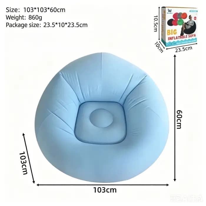 Canapé gonflable double floqué portable pour camping extérieur et salon domestique