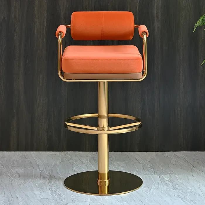 Tabourets de Bar de luxe modernes avec dossier et tabouret de Bar pivotant de comptoir de Base dorée couleur personnalisée