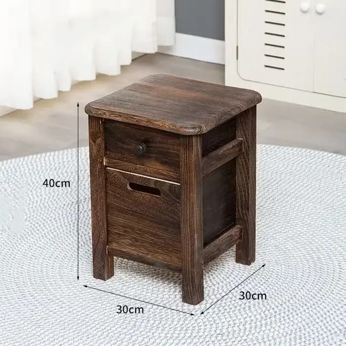 Tabouret en bois avec rangement