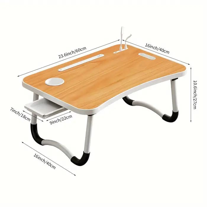 Table de lit super portable pour ordinateur portable avec porte-gobelet et tiroirs, USB, support de