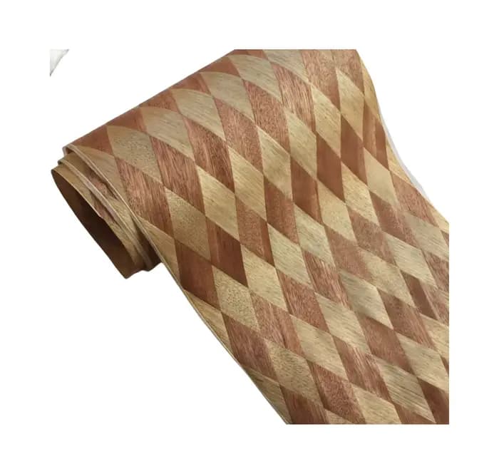 Placage en bois tissé à motifs de diamant 3D en noyer rouge + bois d'olive