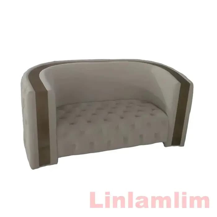 Ensemble de canapés capitonnés en cuir véritable de luxe – Canapé Chesterfield avec dossier incurvé