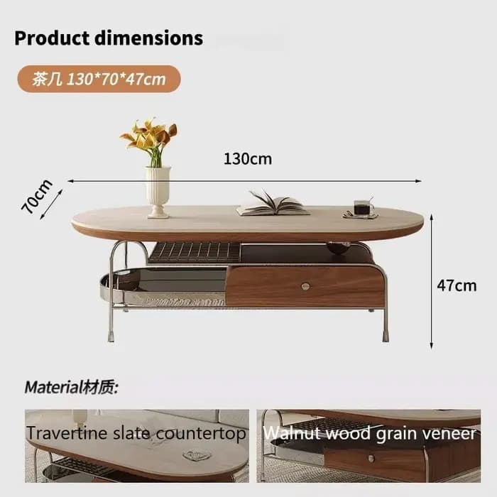 Nouvelle Table Basse Ovale 2026 avec Rangement