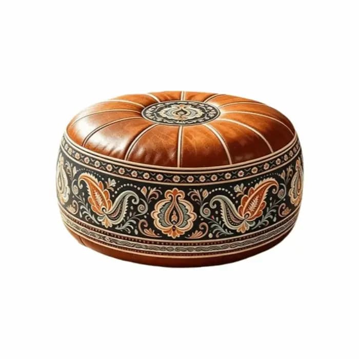 Housse de pouf de canapé style bohème, en cuir PU non rembourré, pouf de rangement imperméable à motif géométrique, sac de rangement pour vêtements, balcon