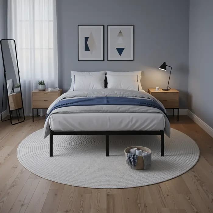 HOOMIC Cadre de lit double/plein/Queen/King en métal robuste avec rangement sous le lit de 14 pouces – Aucun sommier
