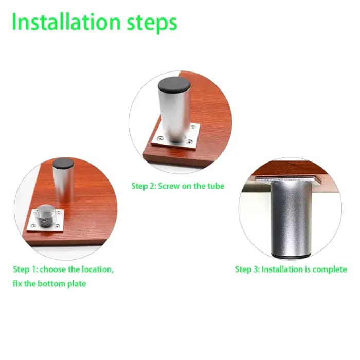 Lot de 4 pieds de meuble en aluminium