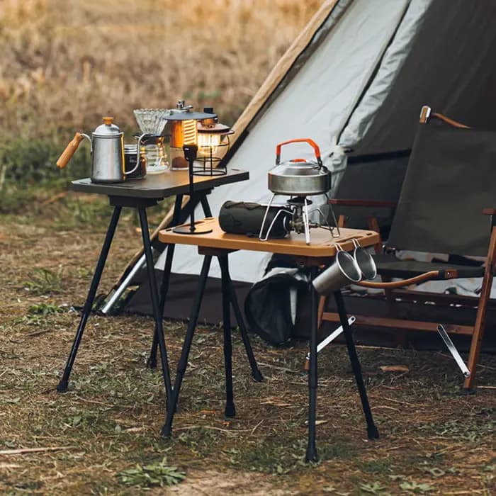 Table de camping pliante avec sac de transport, bureau léger réglable en hauteur, table d'ustensiles