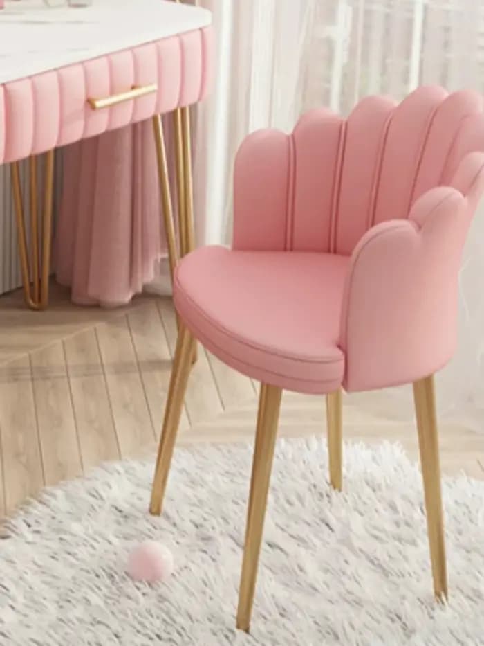 Coiffeuse de chambre blanche en bois avec miroir et tiroirs, éclairée, rose, meuble de maquillage