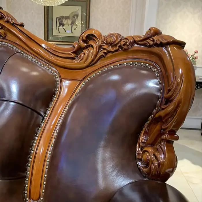 Meubles de salon de villa en cuir pleine fleur de luxe européen et américain