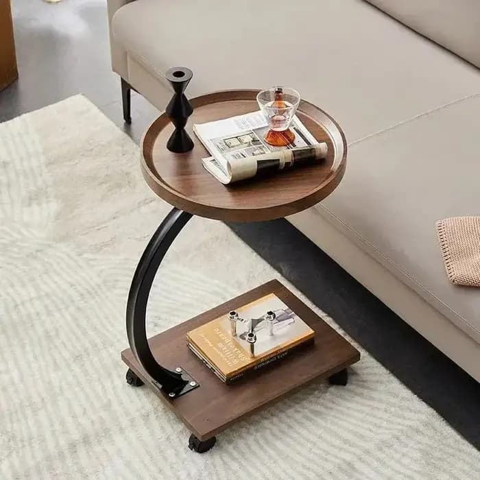 Table d'appoint moderne simple rectangulaire pour petit appartement, chambre à coucher, table d'appoint amovible, petite table basse à double niveau