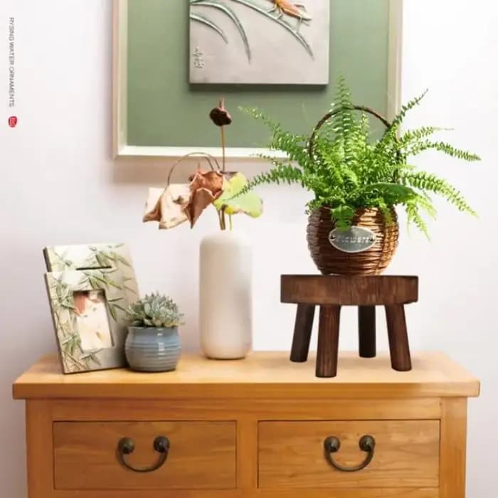 Support de plante en bois, support de base de pot de fleur, affichage de fleur de jardin de tabouret