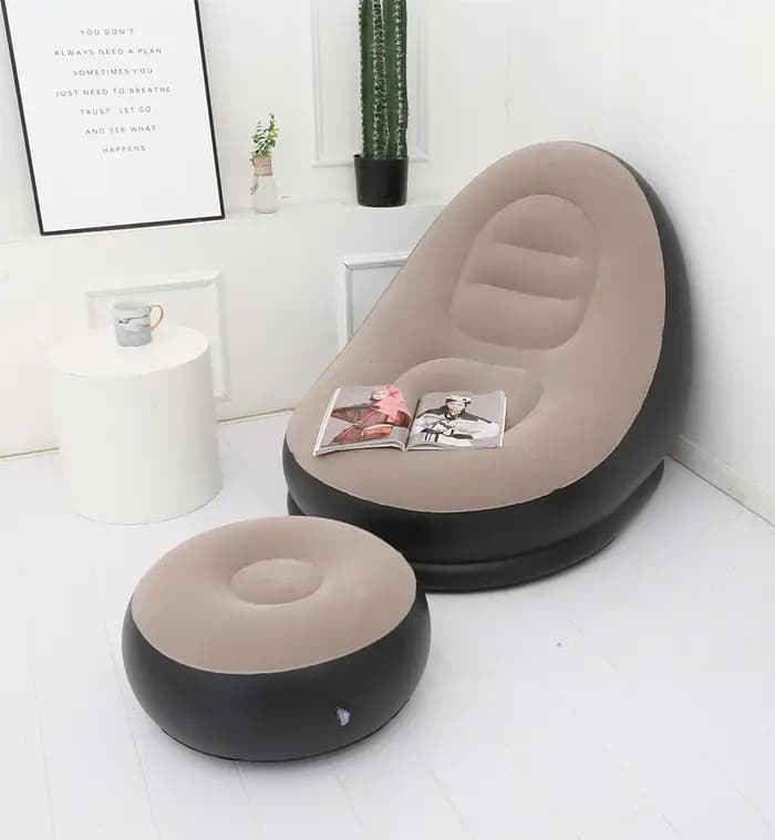 Nouveau canapé gonflable en peluche pour les paresseux canapé-lit pliable en plein air chaise allongée pratique avec pieds banc chaud