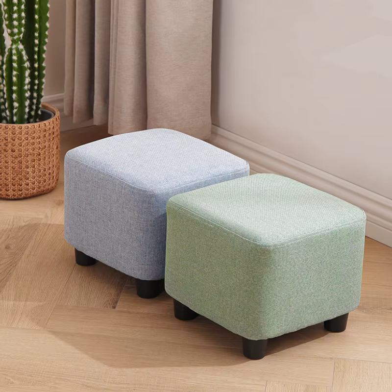 Tabouret carré en bois enrichi solide, canapé de salon, tabouret personnalisé brodé avec 4 pieds