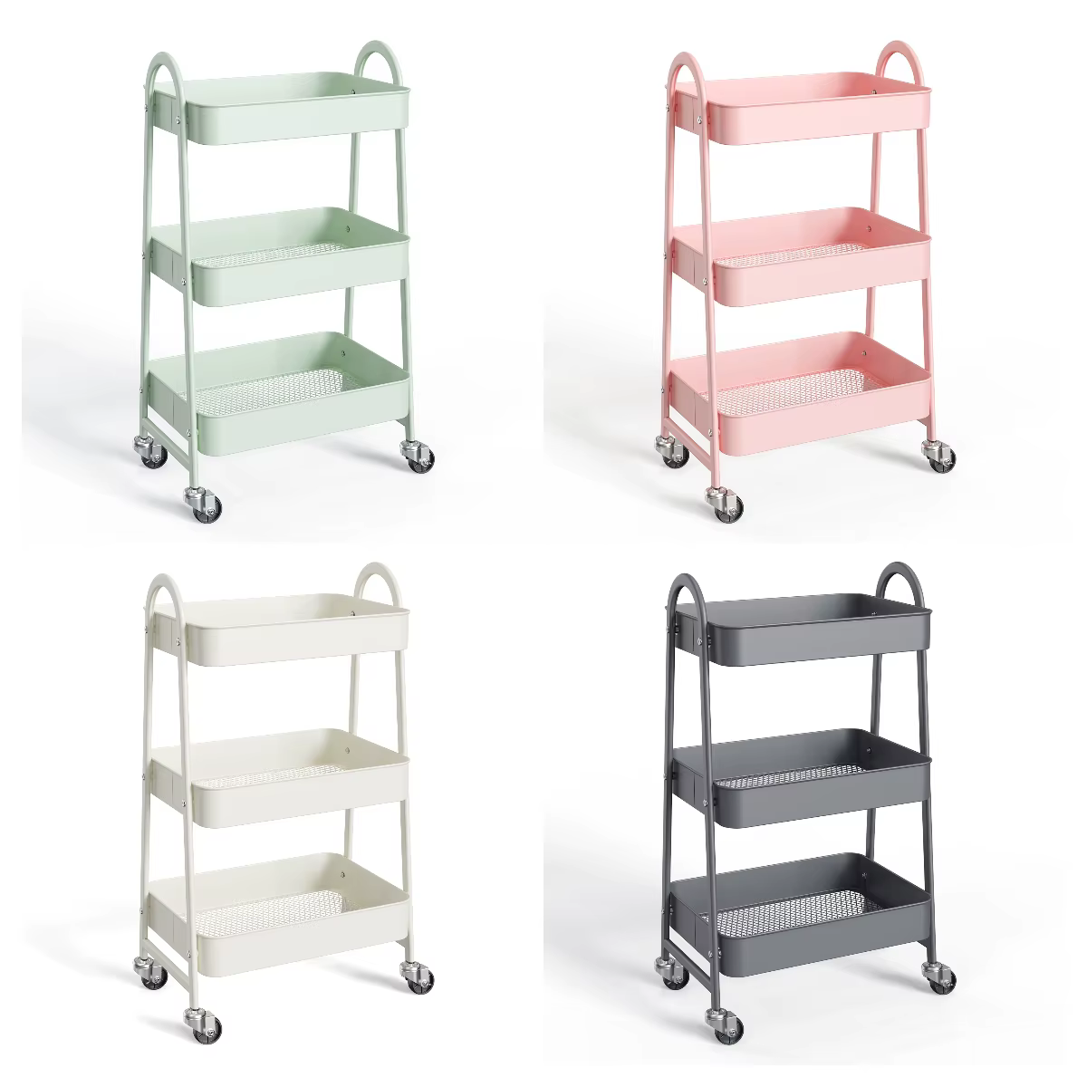Petit chariot roulant à 3 niveaux, chariot de rangement utilitaire en métal, étagères de bureau de b