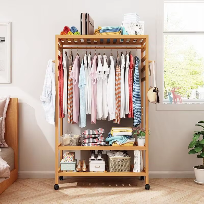 Porte-vêtements roulants porte-vêtements suspendus robustes avec des étagères de rangement pour vête