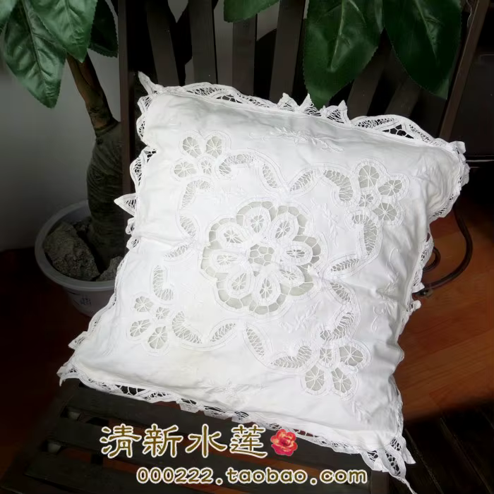 Housse de coussin 100% coton, crochet aiguille fait à la main, belle mode, housse d'oreiller tricoté