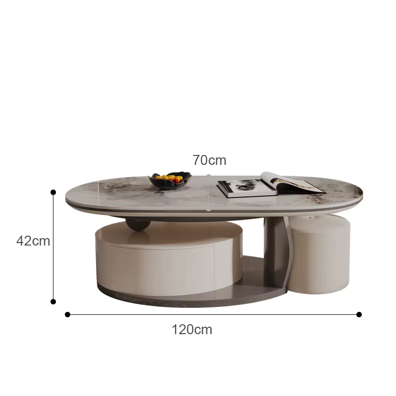 Table console ovale moderne et simple en marbre foncé pour salon, meuble de rangement décoratif pour