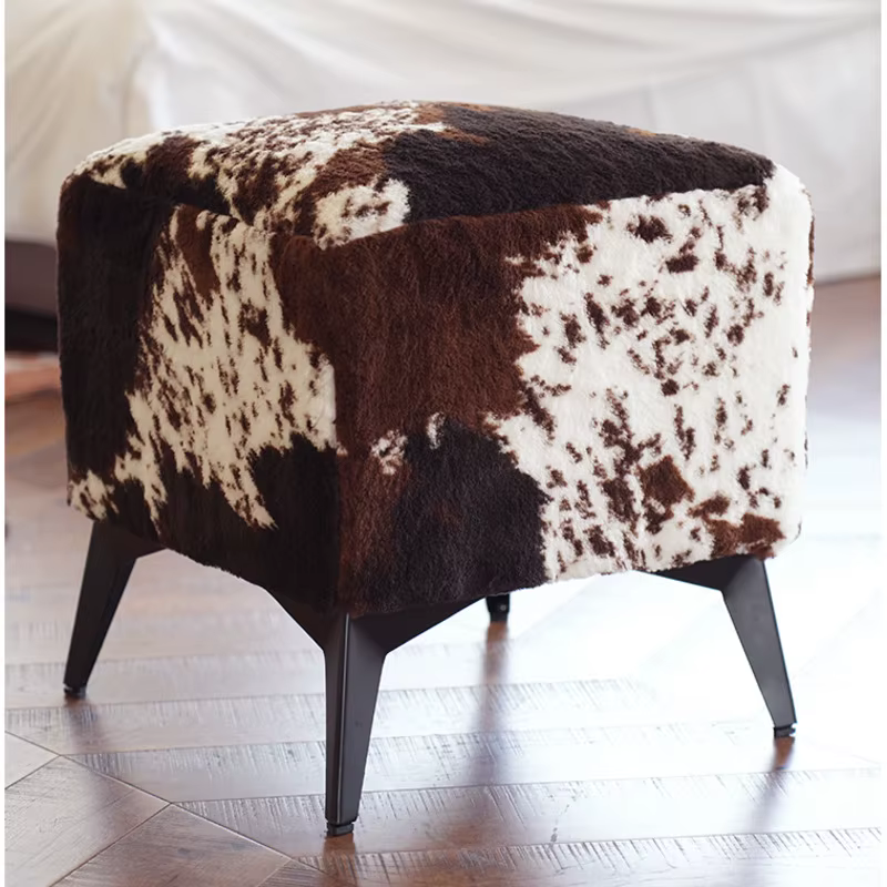 Banc de canapé en cuir de vachette pour salon, tabouret Proxy pour chaussures, éponge à haute élasti