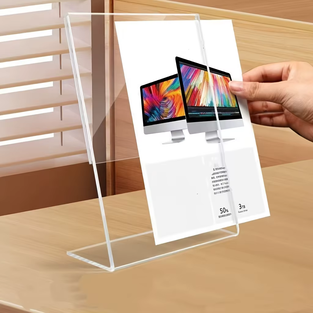 Porte-menu Transparent Double face en plastique acrylique Transparent, porte-carte de signe de Table