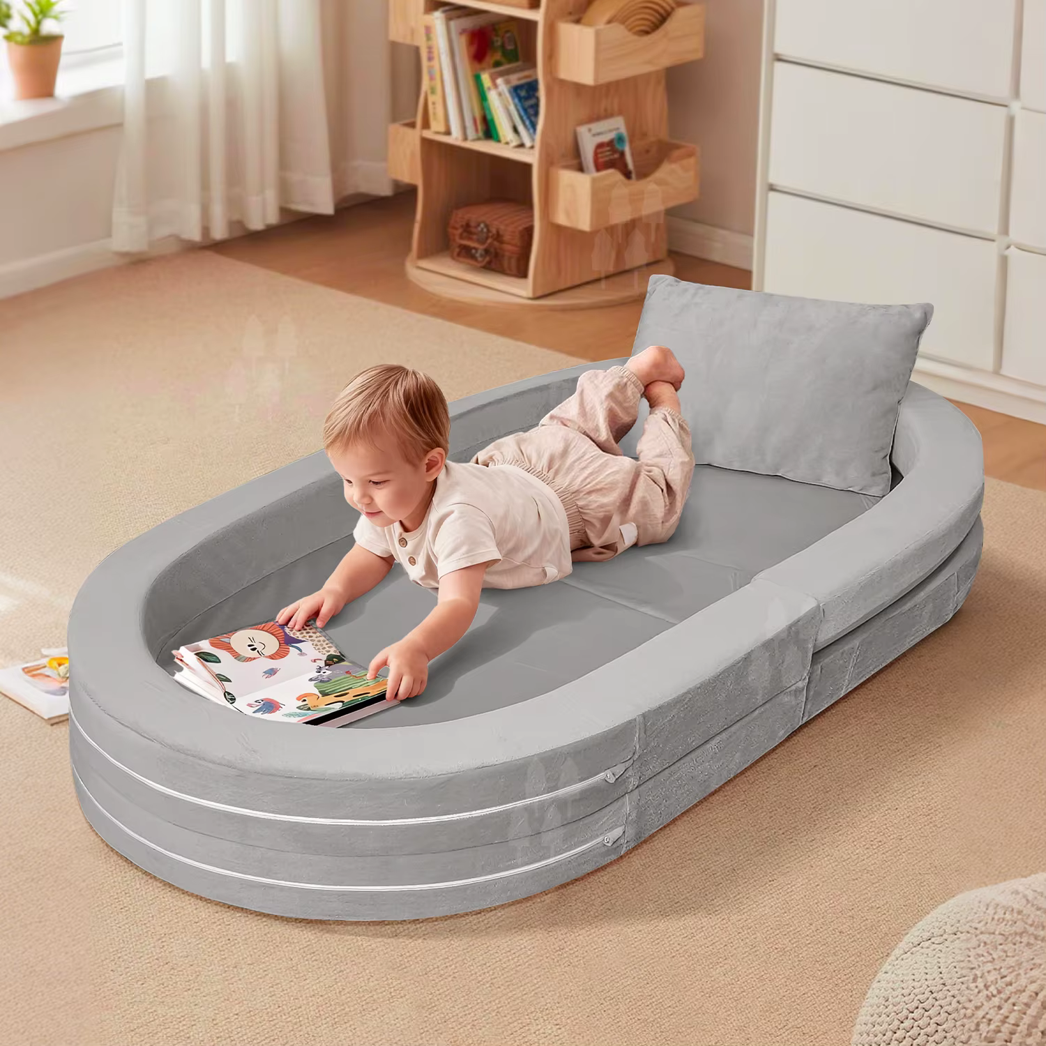 Ensemble de canapé-lit multifonctionnel pour enfants, tissu doux et confortable avec mousse pour la 