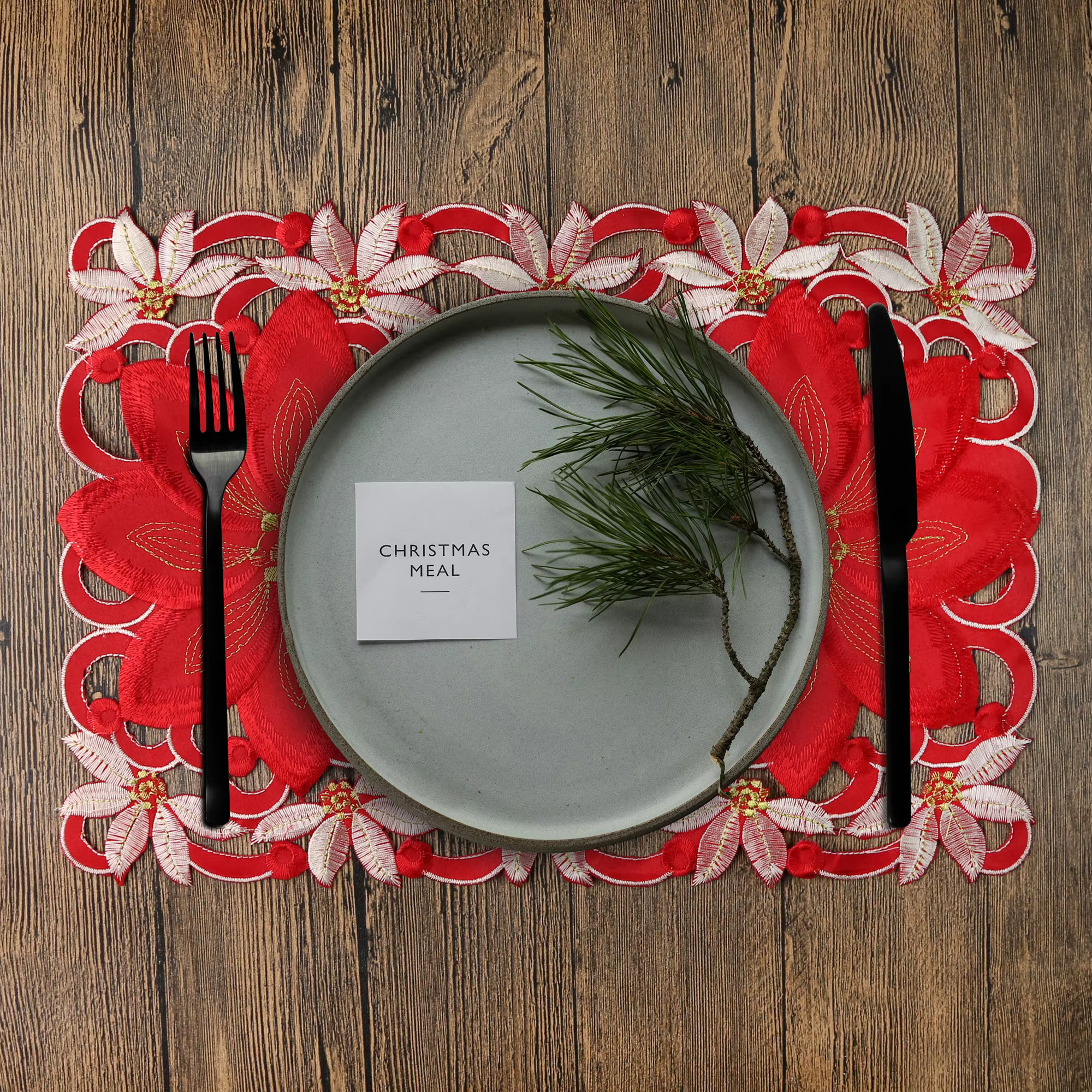 Nappe brodée imprimée de noël, nappe de pique-nique de fête, décoration de Table, chemins de Table d
