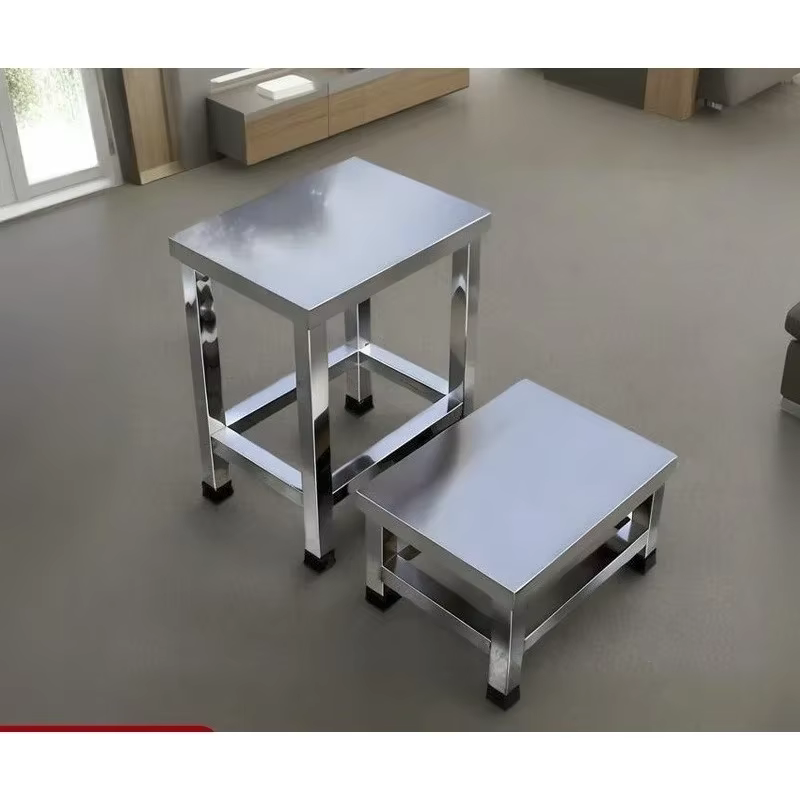 Tabouret carré en acier inoxydable, tabouret à langer pour chaussures de salle blanche, tabouret de 