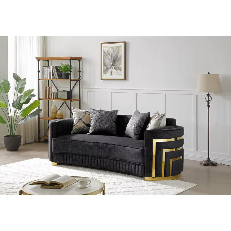 Canapé noir G00523A-S, design moderne, sièges de maison élégants et confortables, idéal pour les esp