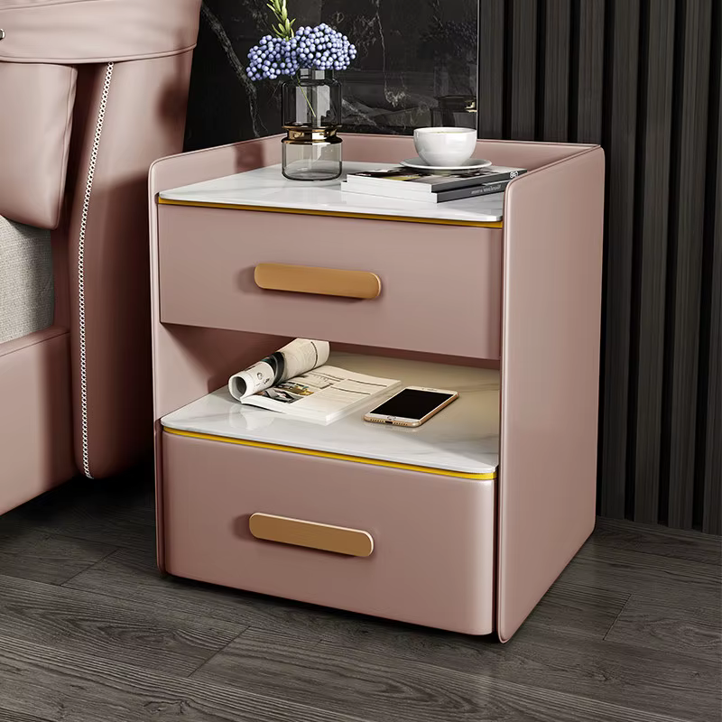 Table de chevet chic et luxueuse, table de chevet moderne en bois avec tiroirs de rangement, station