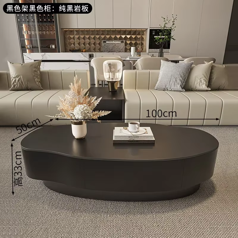 Table basse moderne en forme d'ardoise, ovale, simple et légère, pour salon, style minimaliste, comp