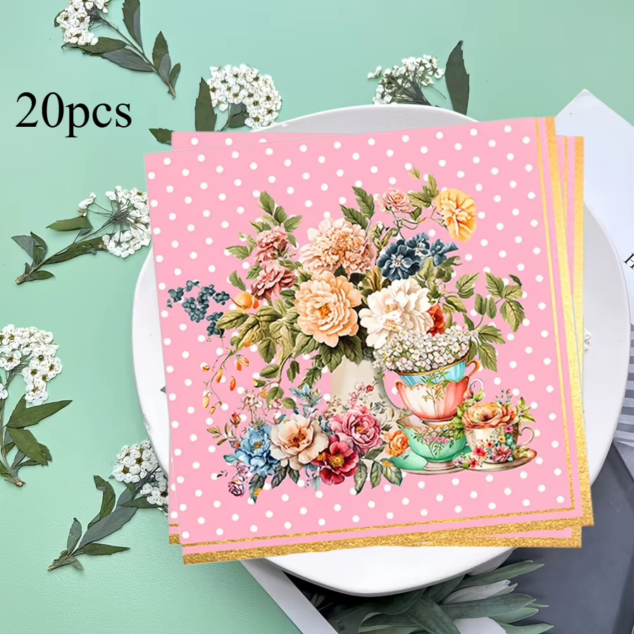 Serviettes de thé roses 20/40, serviettes décoratives jetables, adaptées aux mariages, aux anniversa