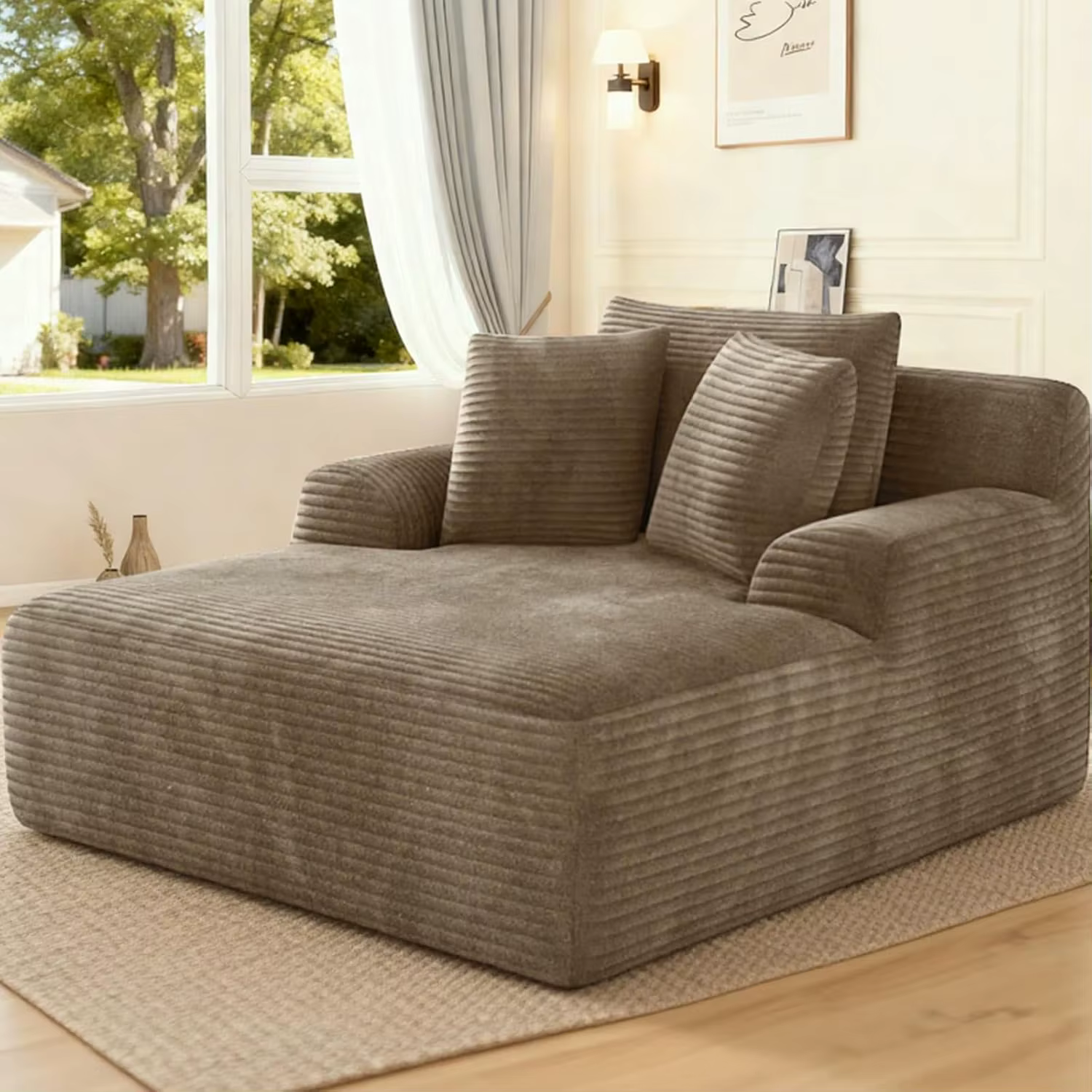 Chaise longue surdimensionnée sans structure de 66 pouces pour intérieur, chaises longues de lecture